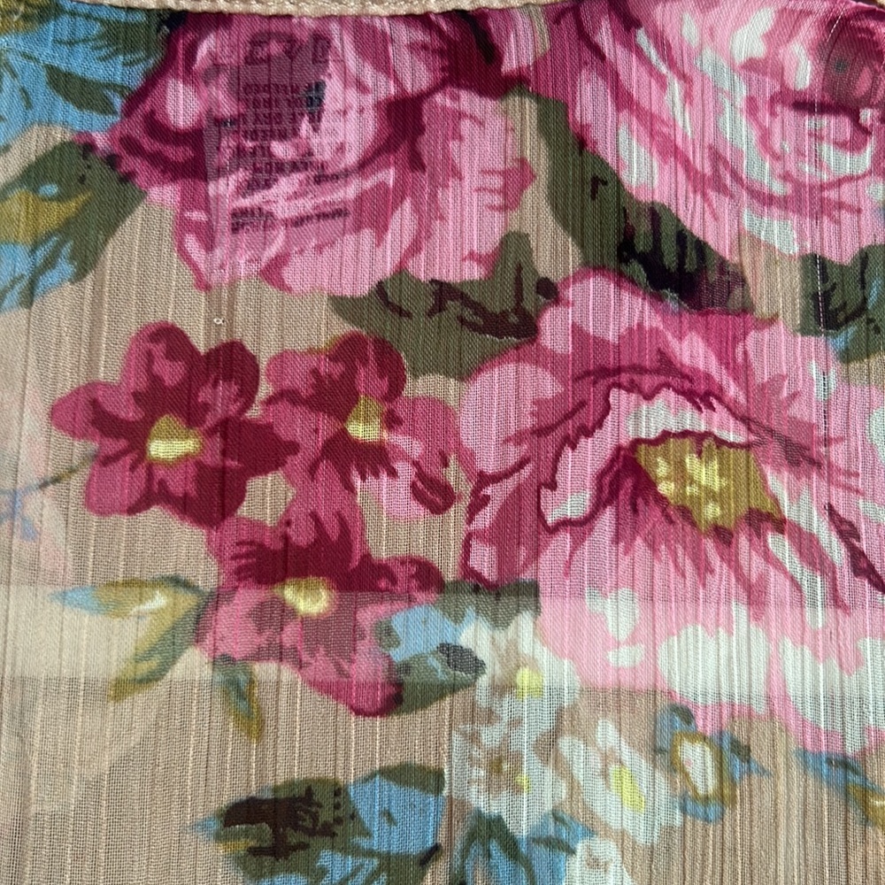 AMERICAN RAG chiffon over-lay dress.  Size S.  Pretty neutral beige with florals - Picture 8 of 8
